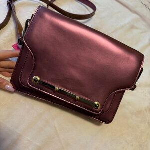 Vince Camuto Metallic Plum Crossbody with Gold-Tone Accent